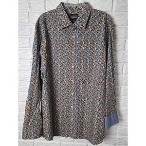 CREMIEUX Premium Denim long sleeved button up Men's size 2XT Tall Circles NWT